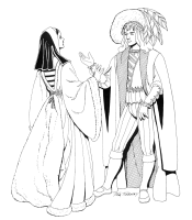 A coloring page of renaissance clothing